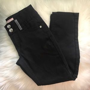 Lulu Luv Black Skinny Jeans with Rhinestones